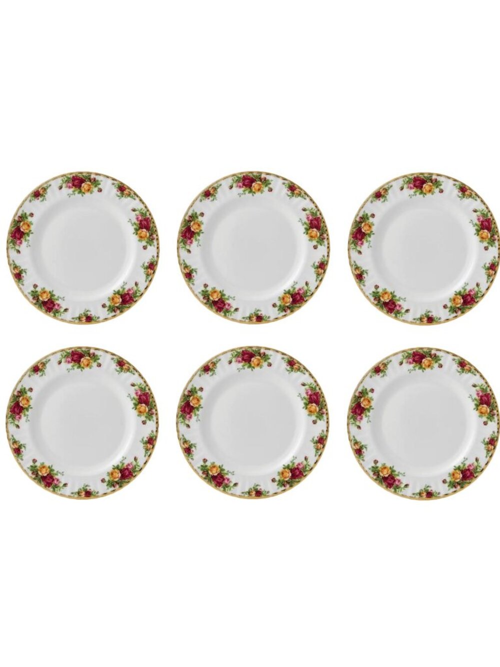 Royal Albert 6 Piece 1962 Old Country Roses Dinner Plates 10.5"